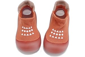Aggroot Chaussons Chaussettes Antidérapants Bébé Semelle Souple Chaussures Premier Pas Doux Respirant pour Enfants Pantoufle - 0-24 Mois