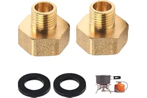 DOMICUBES 2 Piezas Adaptadores De Manguera De Gas En Lat贸n, 1/2" Rosca Interior Derecha a 1/4" Rosca Exterior Derecha, Conector Manguera Con Arandelas Accesorios Para Estufas De Gas, Camping, Estufa Taburete