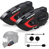 VCOROS Intercom Helmet Moto VR1 Plus for 2 Motorcyclists 500 m | 6.0 Waterproof Bluetooth Headset IP56 Motorcycle Helmet for