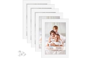 Icona Bay - 6x4 Picture Frames - White, 5 Pack - Modern Style Wood Composite Frames - Table Top or Wall Mount - Bliss Collection