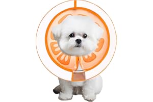 MARIYAGO Inflatable Dog Cone Collar for Large Medium Small Dogs, Soft Dog Donut Collar Adjustable Recovery Cone for Pets After Surgery, Extra Enhanced Anti-Licking Guard Shield for Pets (Medium, Orange)