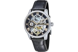 Thomas Earnshaw Męski automatyczny zegarek szkieletowy o długości 44 mm z bransoletką ze stali nierdzewnej, 12-godzinny podwójny czas, wyświetlacz słońca i księżyca oraz zdobiony wirnik