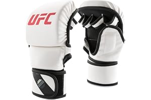 UFC Contender 8oz MMA Sparring Gloves, Hook and Loop Straps Open Palm Fighting Gloves, Ideal for Grappling, Boxing, Combat Sports, Muay Thai, Punching Bag, Kickboxing, BJJ and Martial Arts Training