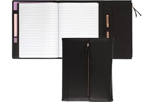 Samsill Women Professional Portfolio/Resume Portfolio/Executive Notebook/Business Portfolio for Women with Magnetic Flap Closure with Rose Gold Zipper (Black, Letter Size), 71830