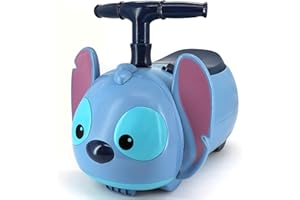 KIDDIELAND Disney Lilo & Stitch Zoom Zoom Ride On Toys - Stitch Interactive Lights & Sounds Car for Kids with Built-in Storage, Push Along For Balance & Coordination - Ride-On Toys for 1 Year Old, Boys, Girls