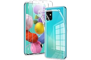 Votvloay für Samsung Galaxy A51 4G Hülle Durchsichtig mit 2 Stück Schutzfolie, Transparent Handyhülle Panzer Schutz Glas, Schutzhülle Silikon TPU Gel Case Cover Schutzglas für Samsung A51 4G 6,5“