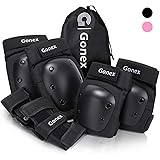 Gonex 6 Protezioni per Pattini Skateboard Regolabili, Ginocchiera Gomitiere Protezione da Polso con Borsa di immagazzinaggio 