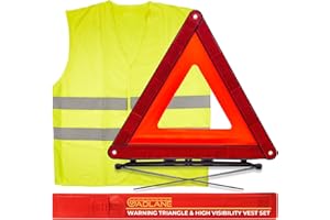 GADLANE Triangle De Signalisation Homologué Ece & Gilet Jaune Réfléchissant Pliable Alerte De Sécurité