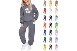 GENERIC Kids Tracksuit Full Set 2 Piece Girls Boys Oversized Outfit Long Sleeve Sweatshirts Hoodie and Loose Sweatpants Bottom Jogging Pants Jumper Set
