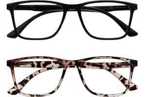 OPULIZE NYX Blue Light Blocking Reading Glasses - Anti-Glare Computer and Gaming Eyewear - 2 Pack - UV and Eyestrain Protection - Rectangular Frame - Black Brown - Men Women - + 1.50