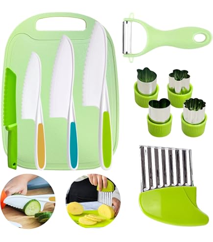 Set Da Cucina Per Bambini 29 Pezzi – Coltelli Sicuri In Plastica E Legno Con Taglierino, Pelapatate E Formine