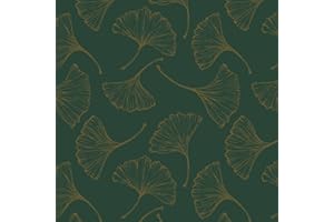 Yomshi Papel Pintado Autoadhesivo Verde Papel Pintado De Hojas Doradas Película Adhesiva Película Decorativa Vintage Vinilo Impermeable para Muebles De Salón De Dormitorio 44 X 300 Cm