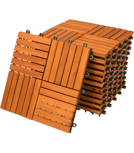 Holzfliesen Aus Akazie – FSC-zertifiziert, 4m² Set (44 Fliesen 30x30 Cm) Mit Klicksystem Für Terrasse & Balkon