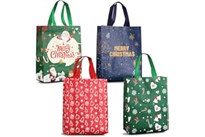 AVISKI 4 szt. torby na prezenty świąteczne, świąteczne torby na zakupy z uchwytami, świąteczne torby na smakołyki, wielofunkcyjne nietkane torby świąteczne na prezenty, zakupy, artykuły na przyjęcie świąteczne, 31 x 25 x 11,5 cm