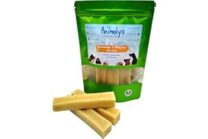 ANIMOLYA Friandises pour Chien - Bâton de Fromage à Mâcher - 100% Naturel - Barre Résistante - Occupation et Mastication - Hygiène Dentaire - Os Ludique et Sain (Taille M - Lot de 3)