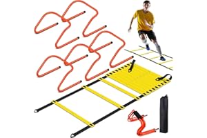 ‎KALDJKS KALDJKS Fussball Trainingszubehör, Speed & Agility Training Set Enthält 1 Koordinationsleiter, 5 verstellbare Hürden, inklusive Aufbewahrungstasche, Trainingsgerät für alle Sportarten