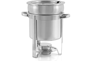 ‎MAHLZEIT Mahlzeit Edelstahl Chafing Dish rund 7 Liter | Warmhaltebehälter Essen, Speisenwärmer, Wärmebehälter, Suppenwärmer, Bain Marie Suppentopf, Chafing Dish für Buffet, Catering, Gastro und Party