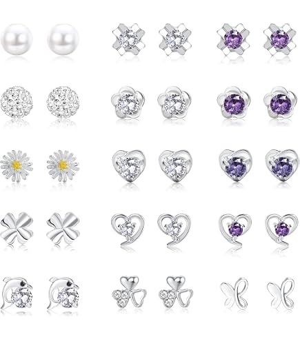 3 Paia Orecchini A Cerchio In Argento Per Donna – Piccoli 6/7/8 Mm – Ipoallergenici In Acciaio Inox Con Zirconia – Per Dormire
