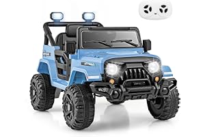 COSTWAY 12 V Elektrisk barnbil, Elektrisk barnbil med 2,4 G-fjärrkontroll, LED-lampor, musik och tuta, 3–6 km/h, elbil för ba