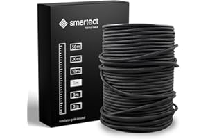 smartect Cable Textil en Color Negro, Cable Electrico 3 Hilos de 5 Metros (3 x 0,75 mm²) Cuerda para Lampara con Revestimiento Textil para su Proyecto DIY