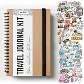 Febio A5 Travel Journal with Hard Cover Kraft Paper / +150 Stickers, for Scrapbooking and Bullet Journal/Our Adventure Book,