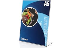 ‎IRICUS DIN A5 Aufsteller Acryl - L Aufsteller A5 - Tischaufsteller Acryl A5 - L Ständer Acryl Tischaufsteller A5 - Plexiglas Aufsteller A5 - Plastik Aufsteller A5 für Restaurants Acrylic Sign Holder