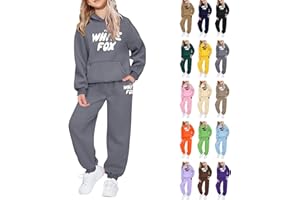 GENERIC Kids Tracksuit Full Set 2 Piece Oversized Outfit for Girls and Boys Long Sleeve Pullover Hoodie Sweatshirt & Loose Fit Sweatpants Jogging Pants Trendy Letter Print Sportswear Activewear Gym Set