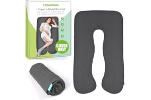 COSMOPLUS Kuddöverdrag för gravidkudde, U-format överdrag för helkroppskudde, stretchigt, svalt och ventilerande jerseytyg, för god sömn och stöd under graviditeten, grått (Heather