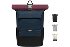 Larkson Roll Top Backpack Women & Men - No 4 - Rucksack for University, School, Office - College Laptop Bag 16 Inches - Water-Repellent