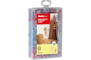 fischer Meister-Box DuoPower + śruba + hak, skrzynka na kołki z 133 śrubami, hakami i kołkami DuoPower (50 szt. 6 x 30, 30 szt. 8 x 40), uniwersalny zestaw do wielu materiałów budowlanych i mocowań