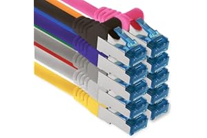 freiwerk 1,0 m - CAT-6a kabel sieciowy, Ethernet, Lan & Patch kabel RJ-45 SFTP 10 GB/s - 10 sztuk 10 kolorów