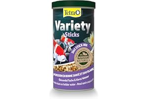 Tetra Pond Variety Sticks – Mélange Complet d’Aliments en Stick pour tous les Poissons de Bassin - Enrichis en Oligo-éléments, Vitamines essentiels, Caroténoïdes, Fibres - Ne pollue pas l’eau – 1 L