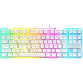 Ant Esports MK700 V2 Membrane TKL Wired Gaming Keyboard, 87 UV Coated Mechanical feel Keys Cool RGB Backlight Waterproof Keyboard for PC Laptop Mobile Tablets Gaming, Design and Work Mercury White