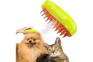 HOIDOKLY Steamy Cat Brush Cepillo de vapor para gatos, cepillo de vapor para gatos 3 en 1, cepillo de aseo para gatos, cepillo para gatos para mudar de pelo, para perros de pelo largo o corto (Verde)