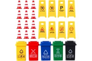 TOYANDONA Mülltonnen Spielzeug 25 Stücke Verkehrs Verkehrszeichen Spielset Straßenschilder Verkehrswarnschilder Ampeln Mini Leitkegel Mülleimer Spielzeug Für Spielende Kinder