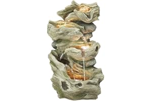 Dehner Gartenbrunnen Albero mit LED Beleuchtung, ca. 77 x 47 x 41 cm, Polyresin, grau