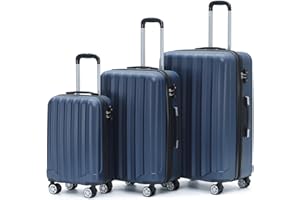 BEIBYE TSA-Schloß 2080 Zwillingsrollen 3 TLG. Reisekofferset Koffer Kofferset Trolley Trolleys Hartschale (Dunkelblau)