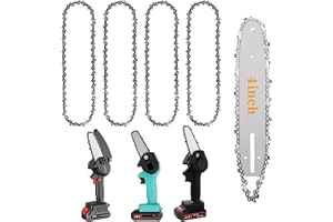LightBeacon Motorsågskedjor, 4 st, 4 tum, 28 länkar, 13 cm guide, halvmejsel, för trädgård och träbearbetning