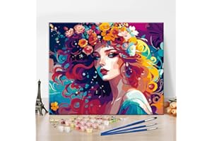 GENERIC Paint by Number, Girl Paint by Numbers for Adults, DIY Beautiful Women Flowers Adult Paint by Numbers Kits on Canvas, Abstract Style Paint by Numbers for Adults Beginner, 16x20inches Frameless