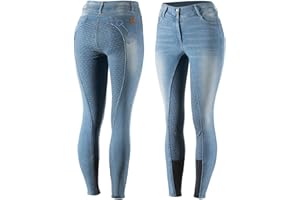 ‎HORZE HORZE Damen Reithose Kaia, High Waist Jeansreithose mit Silikonvollbesatz