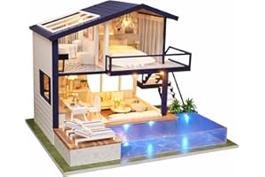 Cute-Eyfud Handmade Miniature Doll House Kit, DIY Dollhouse Craft Set with Realistic Furniture, Music Box & LED Lights, 1:24 Scale Wooden Dolls House Kit for Gift & Decors (TIME APARTMENT)