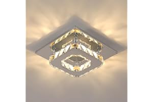 Osairous Plafonnier LED, Lustre en Cristal 12W, Carré Éclairage de Plafond Moderne pour Chambre, Salon, Cuisine, Couloir, 3000K Lumière Chaude