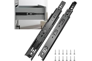 Sulawskys 6 paires glissières de tiroir 35 cm (12 pièces),glissiere pour tiroir, montage latéral,extension complète,coulisse tiroir avec roulements à billes, capacité de 45 kg, noir
