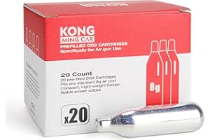 KONG MING CAR Cartouches CO2, Bouteille de gaz CO2 Haute pureté avec boîtier en Acier, sans Huile & Conception Anti-Fuite pour appareils pneumatiques & Accessoires