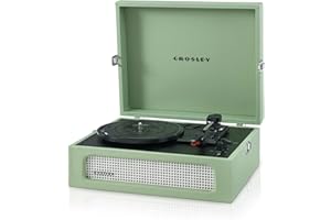 Crosley Voyager Giradischi con 2 altoparlanti, Bluetooth In & Out e AUX - Giradischi Vintage a 3 velocità - Per vinili da 7", 10" e 12" - Portatile con custodia integrata (Savio.)