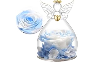 ‎YAMONIC Yamonic Ewige Rose Engel Geschenke für Mama,Ewige Rose im Glas Engel Figur Geschenke für Frauen,Engel mit Rose Geburtstagsgeschenk für Frauen,Oma Geschenk,Schutzengel Weihnachten Muttertagsgeschenk