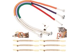 AUKTRANSCELER 6 paczek pałek do żucia dla kotów i 3 sztuki zabawek z kocimiętką | Interaktywna zabawka dla kotów z naturalnego mąki tapioka, zabawka do żucia dla pielęgnacji zębów kotów i łagodzenia nudy.