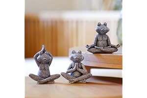 Yeomoo Lot de 3 Statues de Yoga Grenouille Méditant - Mini Figurines Grenouilles en Résinee Décoration de Jardin, Patio, Pelouse, Maison, Bureau, Cadeaux de Naissance pour Les Femmes/Enfants/Amis