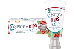 ‎PROSCHMELZ Sensodyne ProSchmelz Kids Zahnpasta, Zahnpasta Kinder für 0-6 Jahre, für die Milchzähne, Für starken Zahnschmelz und zum Schutz vor Zuckersäuren, 50ml