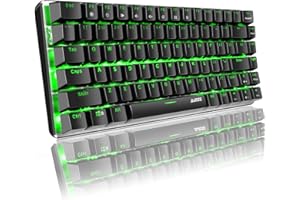 Hoopond Mechanical Keyboard, AK33 Green LED Backlit USB Cable Gaming Mechanical Keyboard, 82 key Compact Mechanical Gaming Keyboard with Anti-ghosting Keys for Gamers, Typists (Blue switch, Black)